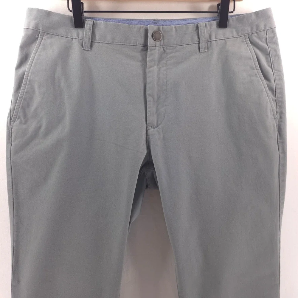 Bonobos Mens Chino Pants 38x29 Grey Slim Straight‎ Cotton Twill Trousers